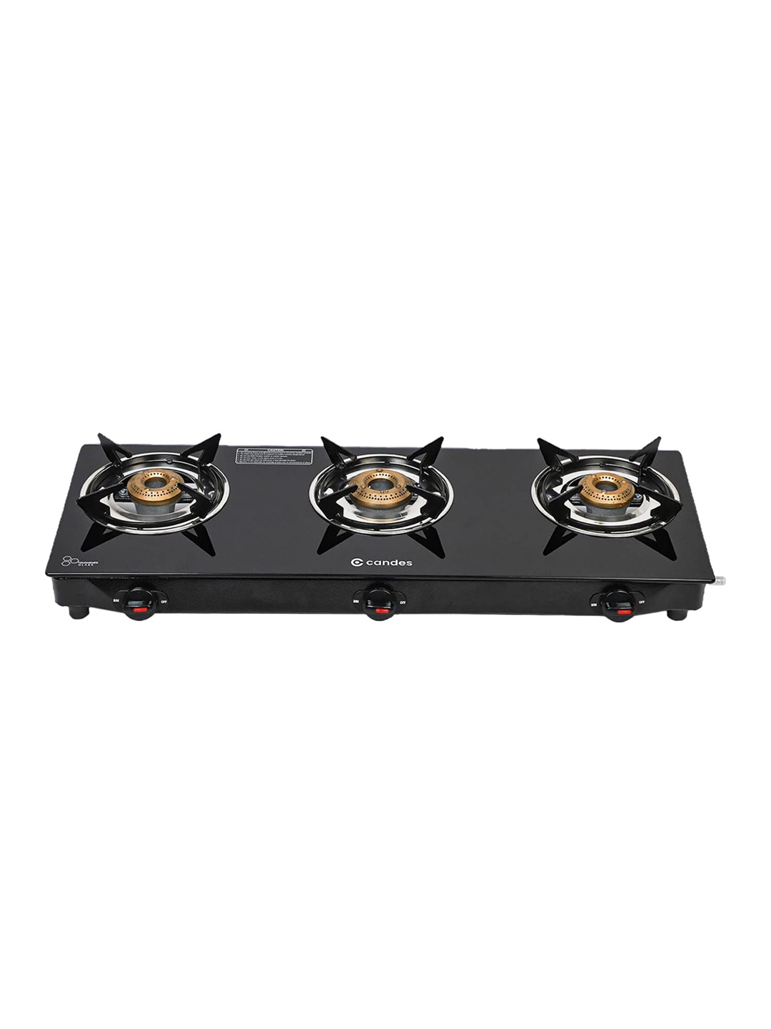 

Candes Black 3-Burner Glass Gas Stove