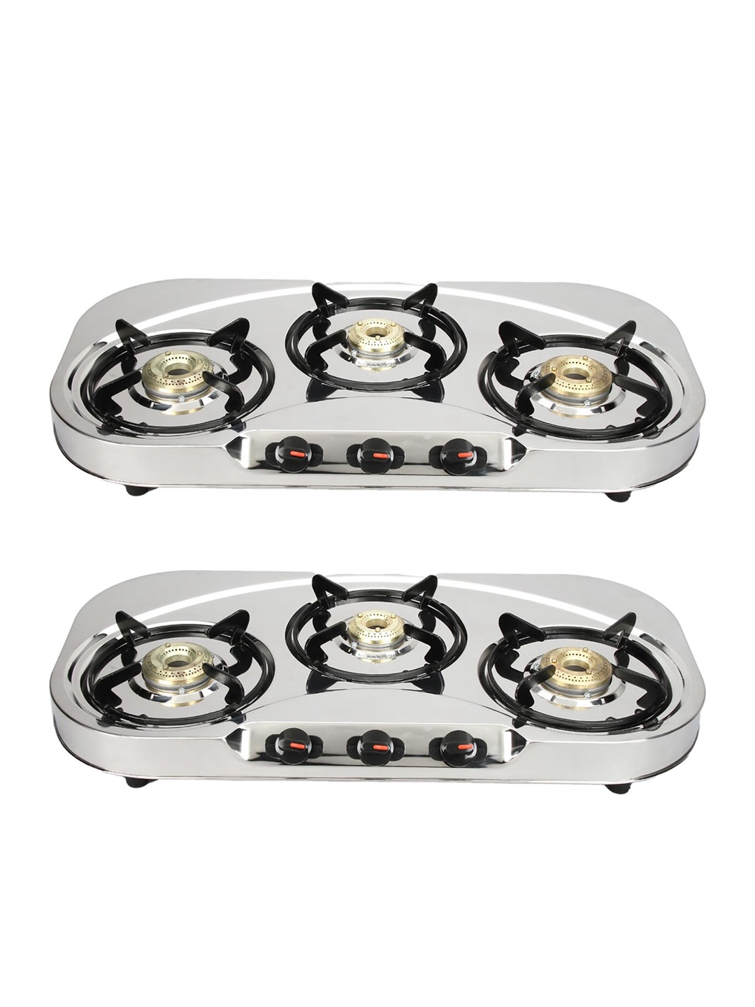 

Candes Silver Toned 2 Pieces 3 Tornado Burner Gas Stoves