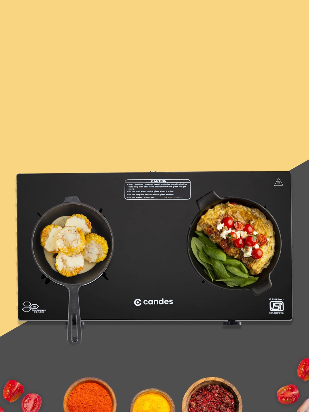 

Candes Black 2-Burner Glass Gas Stove
