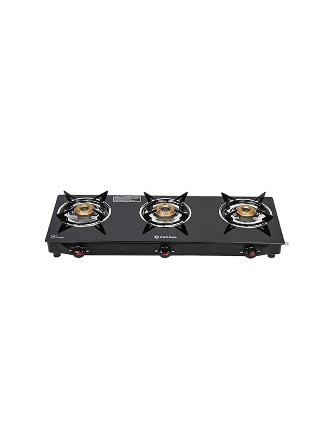 

Candes Flame Black Glass Top 3 Burner Gas Stove