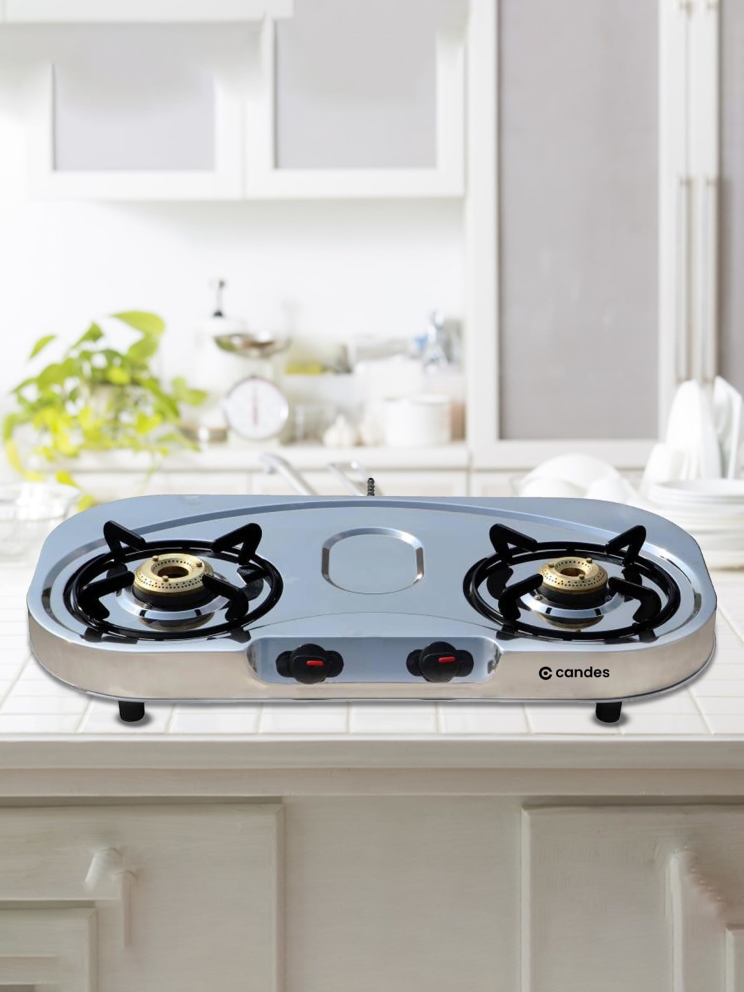 

Candes 2-Burner Stainless Steel Gas Stove, Silver