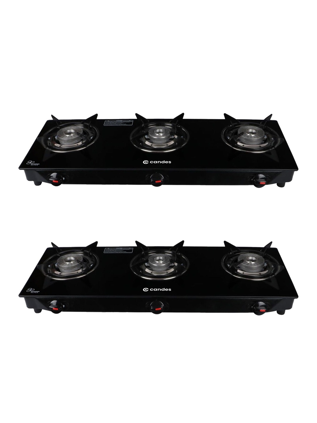 

Candes Black 2 Pieces Glass 3-Burner Gas Stoves