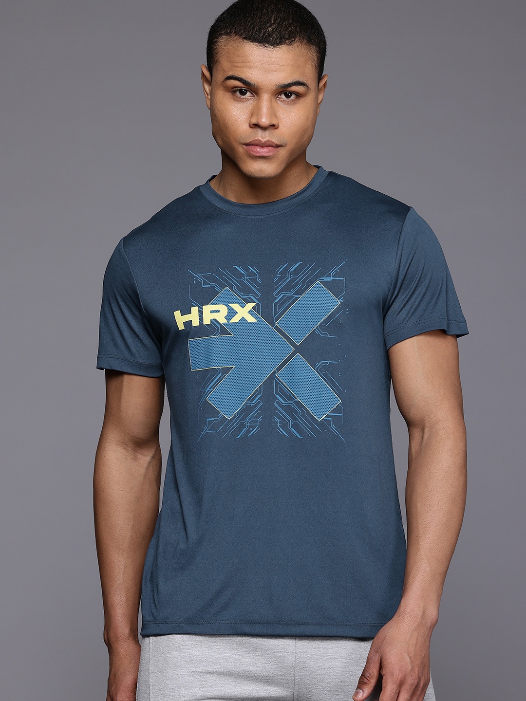 

HRX by Hrithik Roshan Brand Logo Printed Rapid-Dry Training T-shirt, Teal