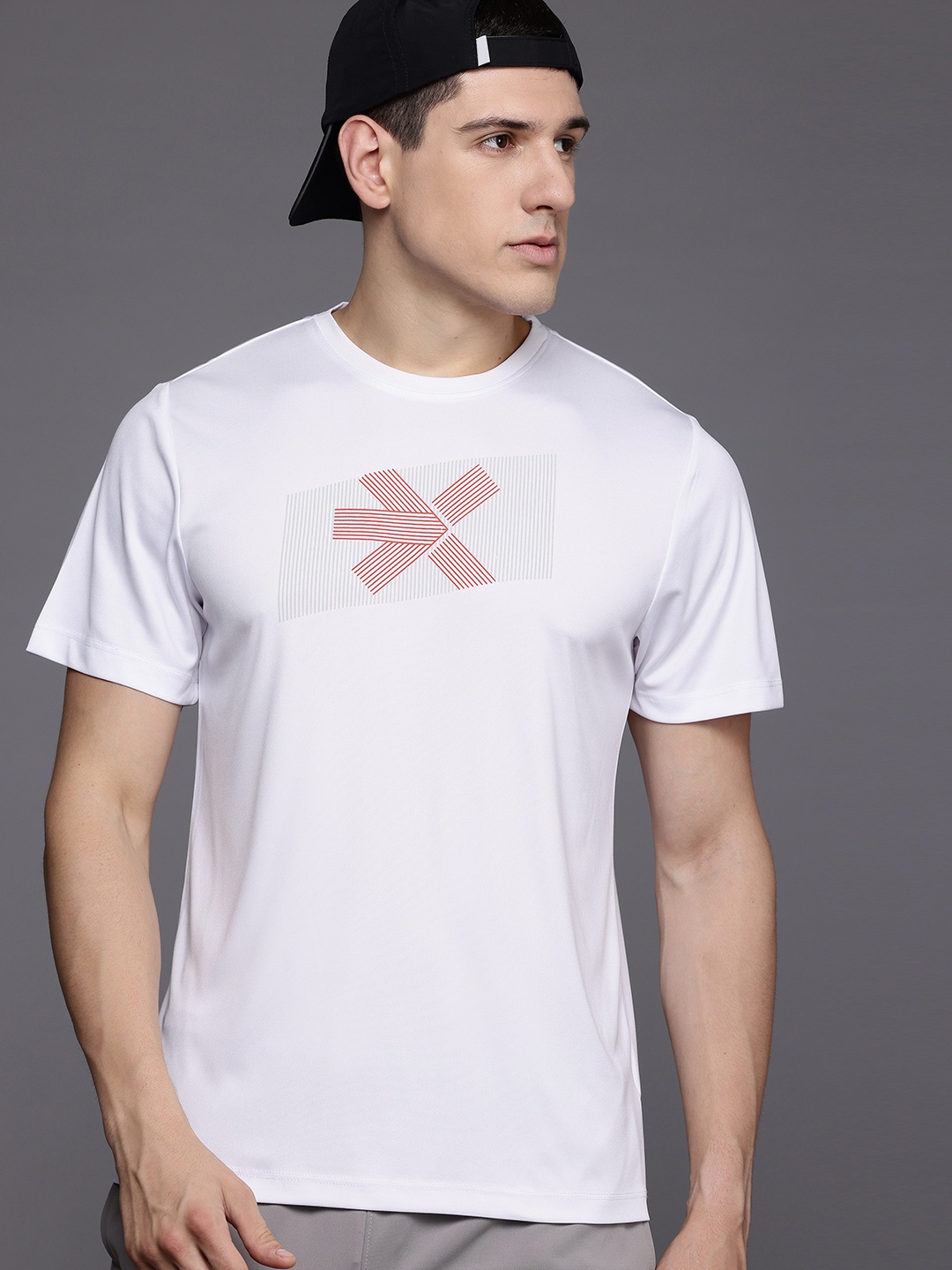 

HRX by Hrithik Roshan Printed Rapid-Dry Running T-shirt, White