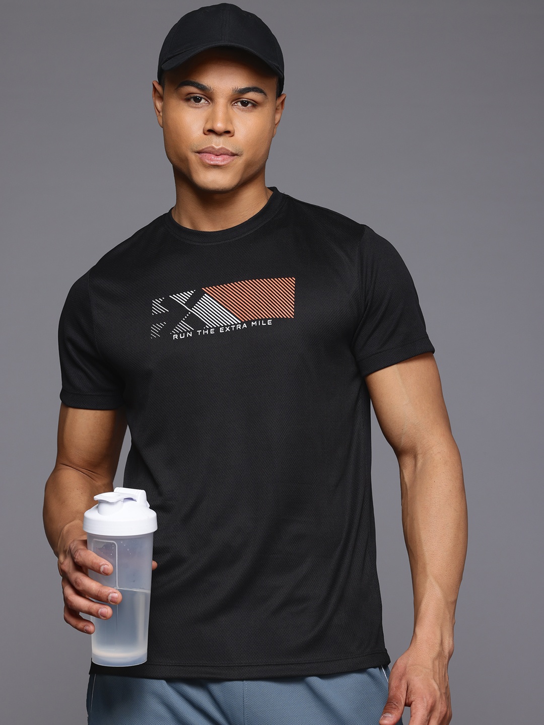 

HRX by Hrithik Roshan Printed Rapid-Dry Running T-shirt, Black