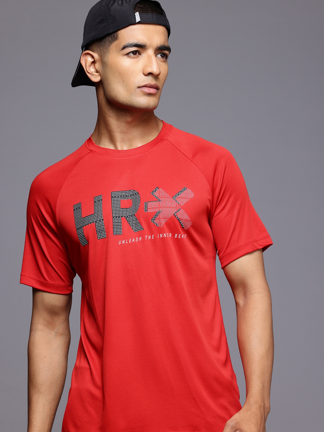 

HRX by Hrithik Roshan Rapid Dry Brand Logo Printed Training T-shirt, Red