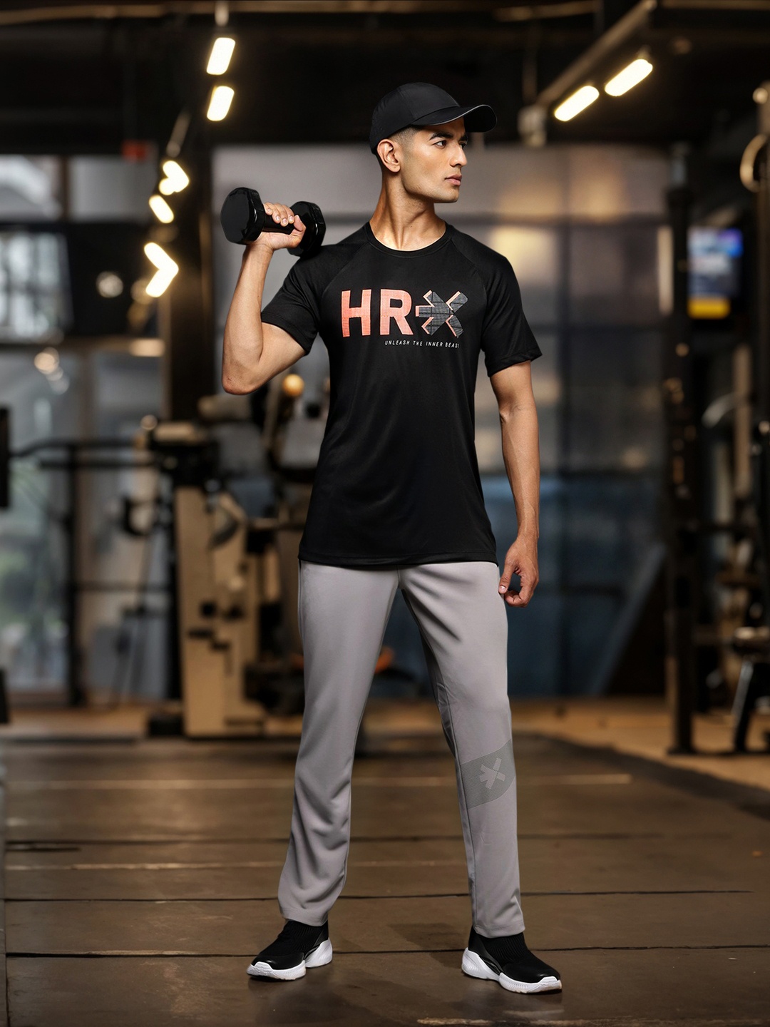 

HRX by Hrithik Roshan Rapid Dry Brand Logo Printed Training T-shirt, Black