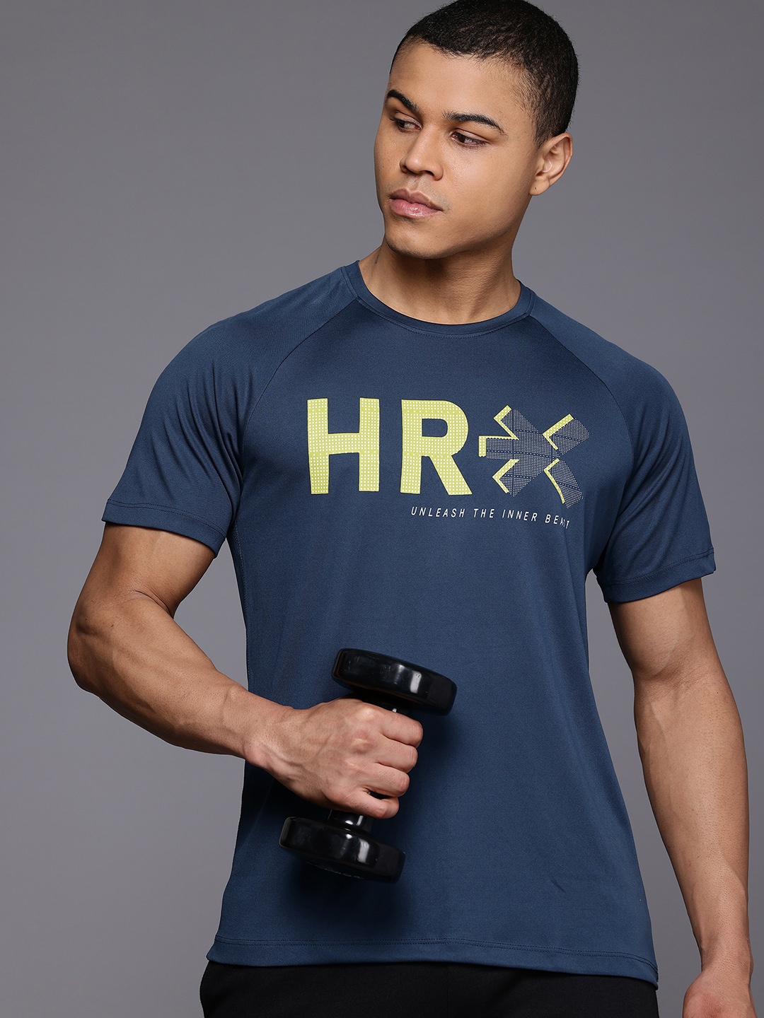 

HRX by Hrithik Roshan Printed Rapid-Dry Training T-shirt, Teal