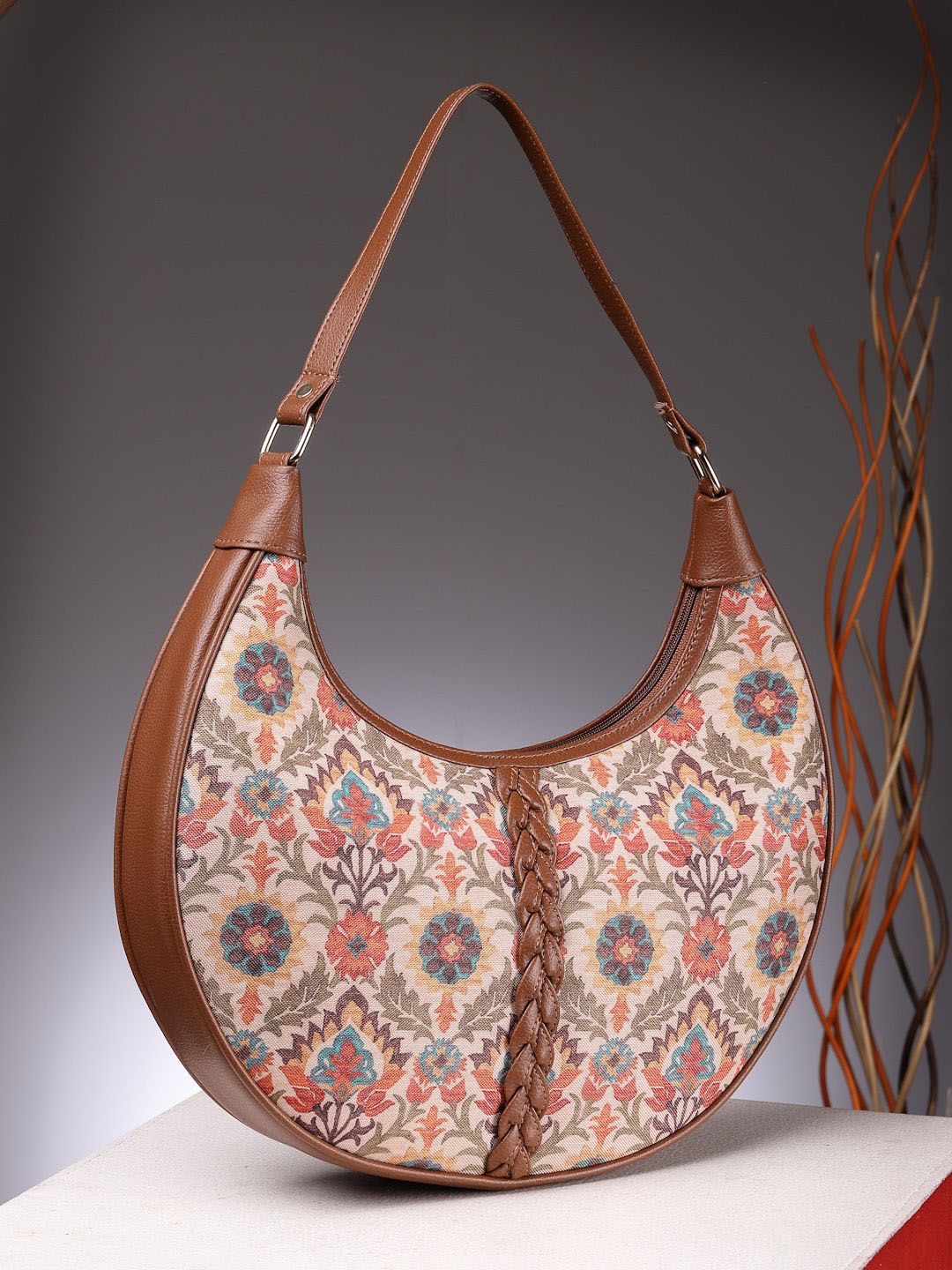

Anouk Women Printed Half Moon Shoulder Bag, Tan