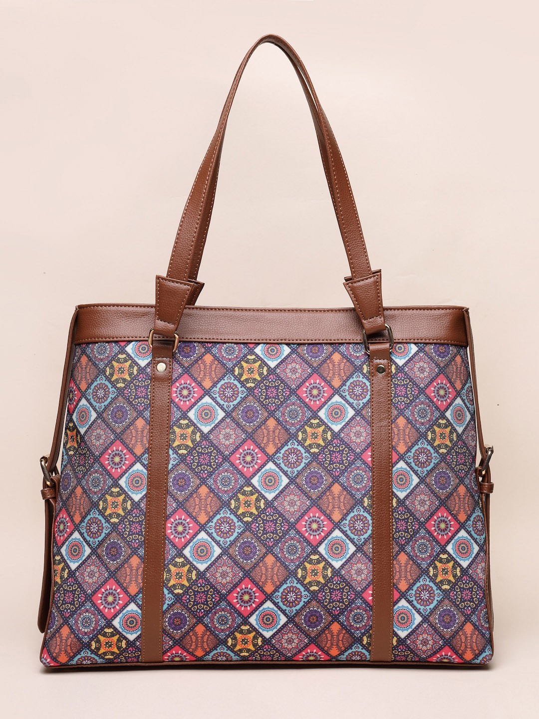 

Anouk Structured Shoulder Bag with Cut Work, Tan