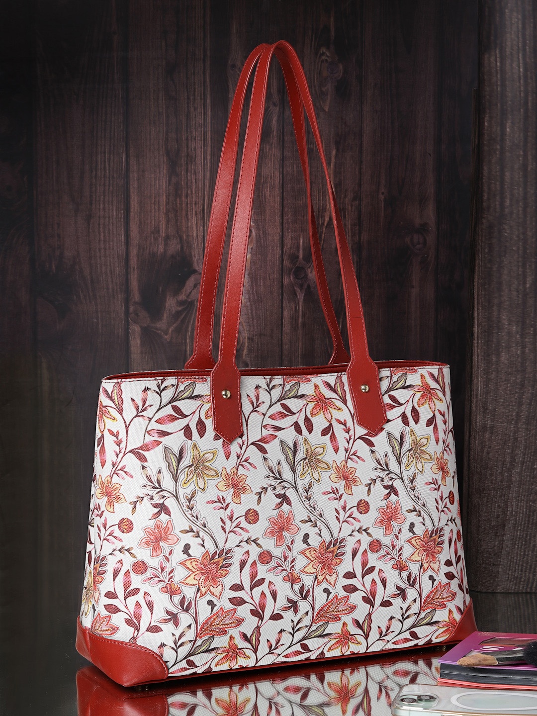 

Anouk Women Floral Printed Shopper Tote Bag, Cream