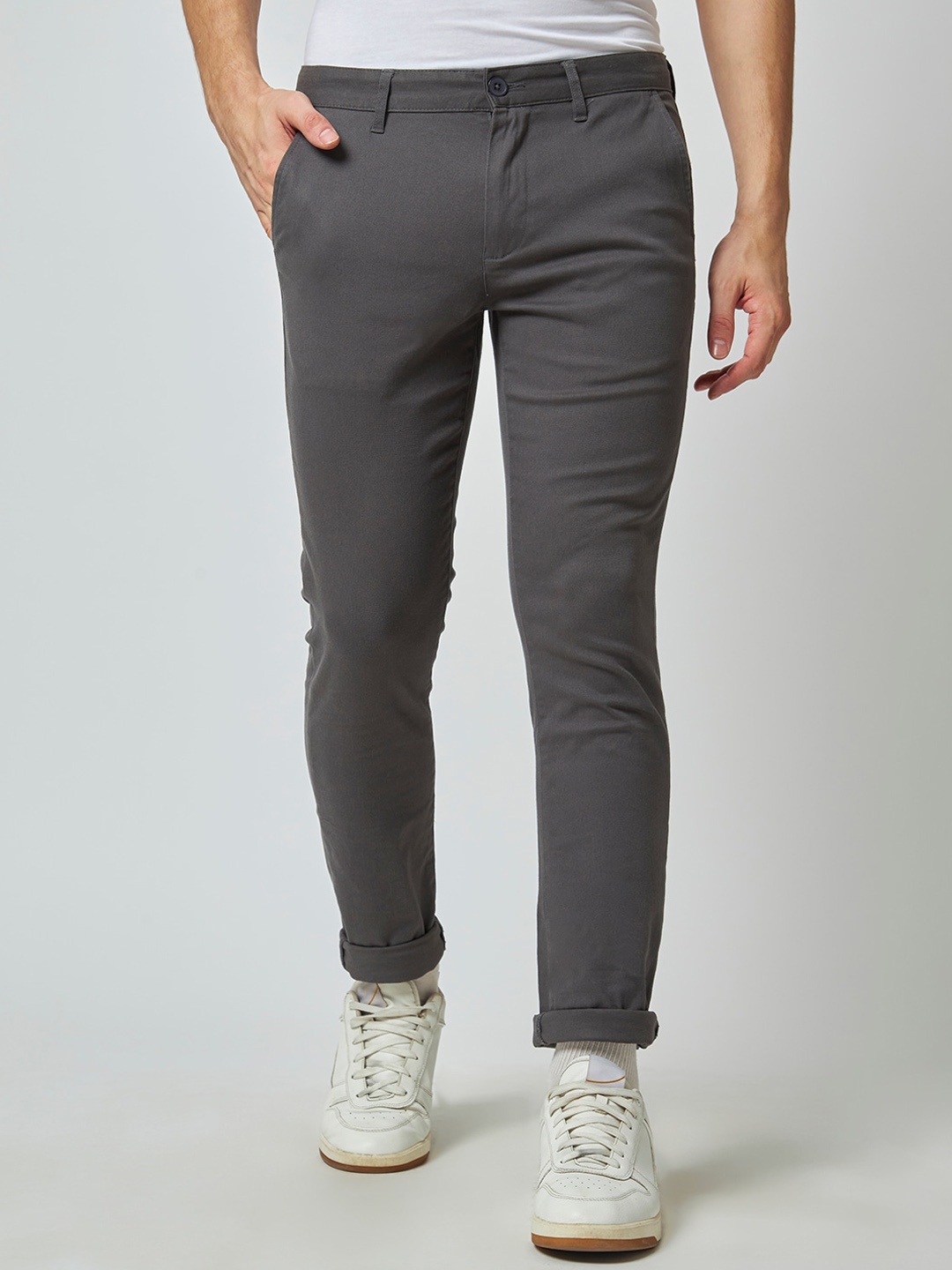 

MyDesignation Men Tapered Fit Mid-Rise Trouser, Grey