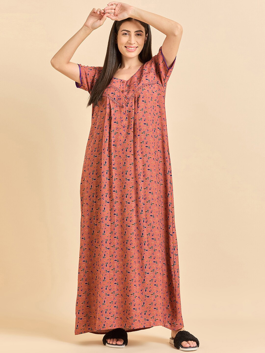 

Sweet Dreams Floral Printed Maxi Nightdress, Orange