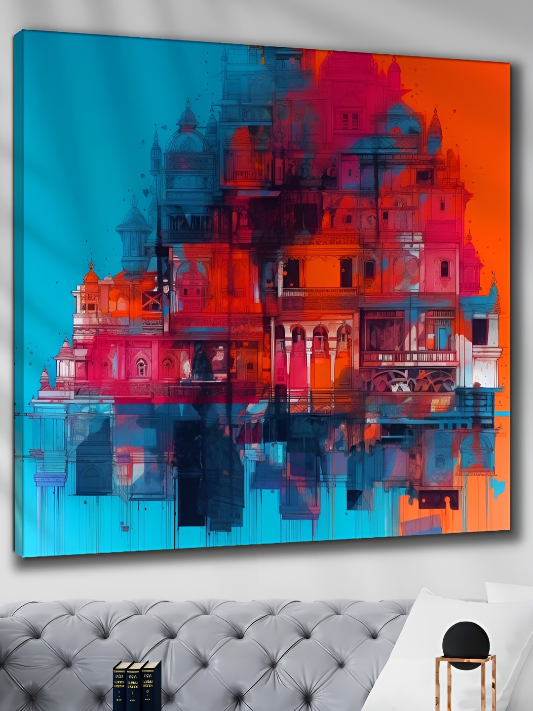 

Aura Blue & Orange Canvas Vintage City Wall Painting