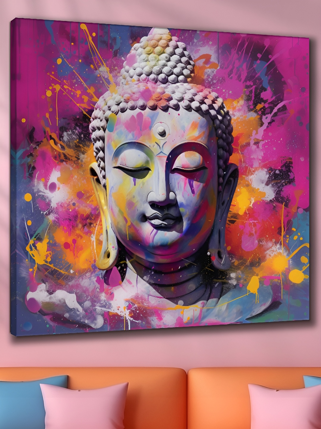 

Aura Purple & Orange Lord Buddha Canvas Religious Wall Paintings