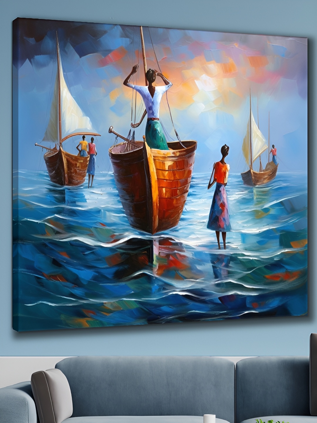 

Aura Blue & Brown Canvas Wall Painting