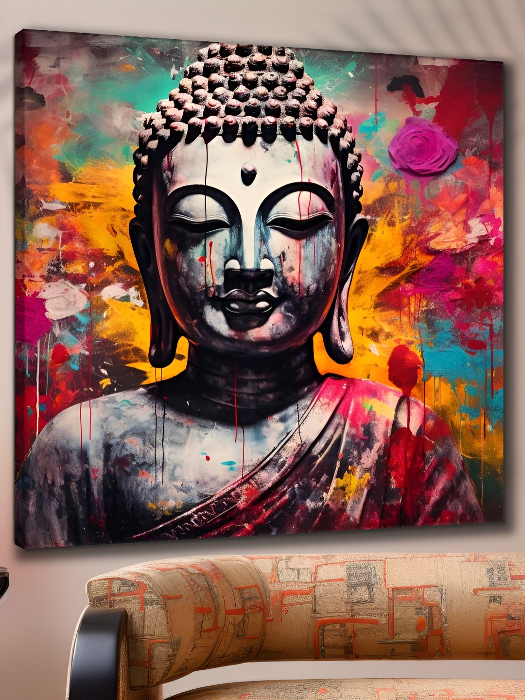 

Aura Black & Yellow Lord Buddha Religious Canvas Wall Painting