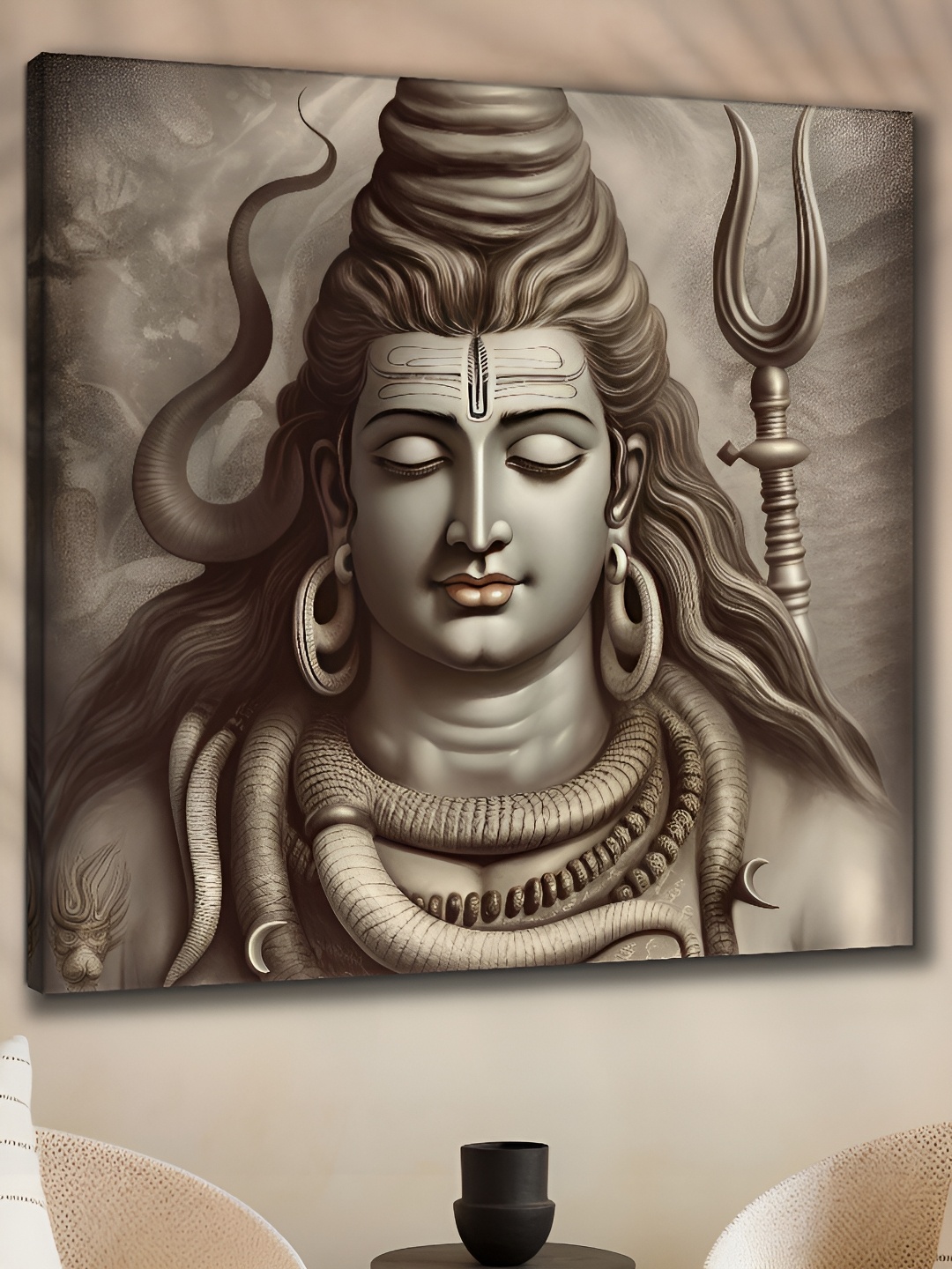 

Aura Grey & Brown Canvas Religious Wall Painting