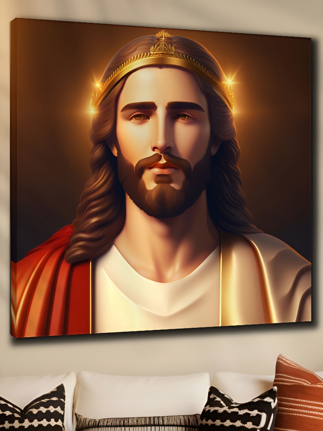 

Aura Brown & Nude-Coloured Canvas Religious Wall Painting