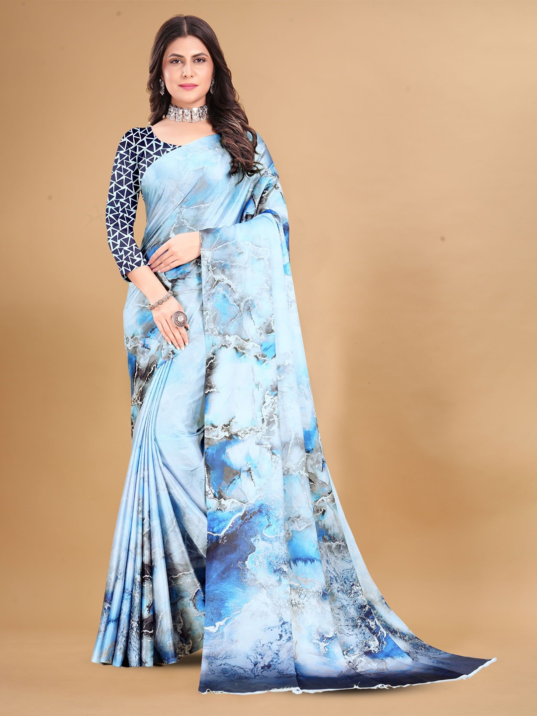 

KALINI Satin Saree, Blue