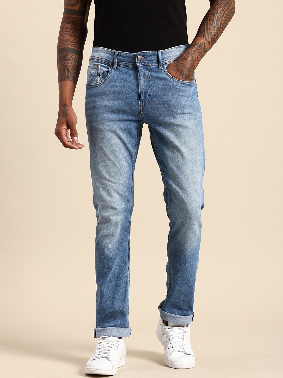 

Being Human Men Slim Fit Heavy Fade Stretchable Jeans, Blue