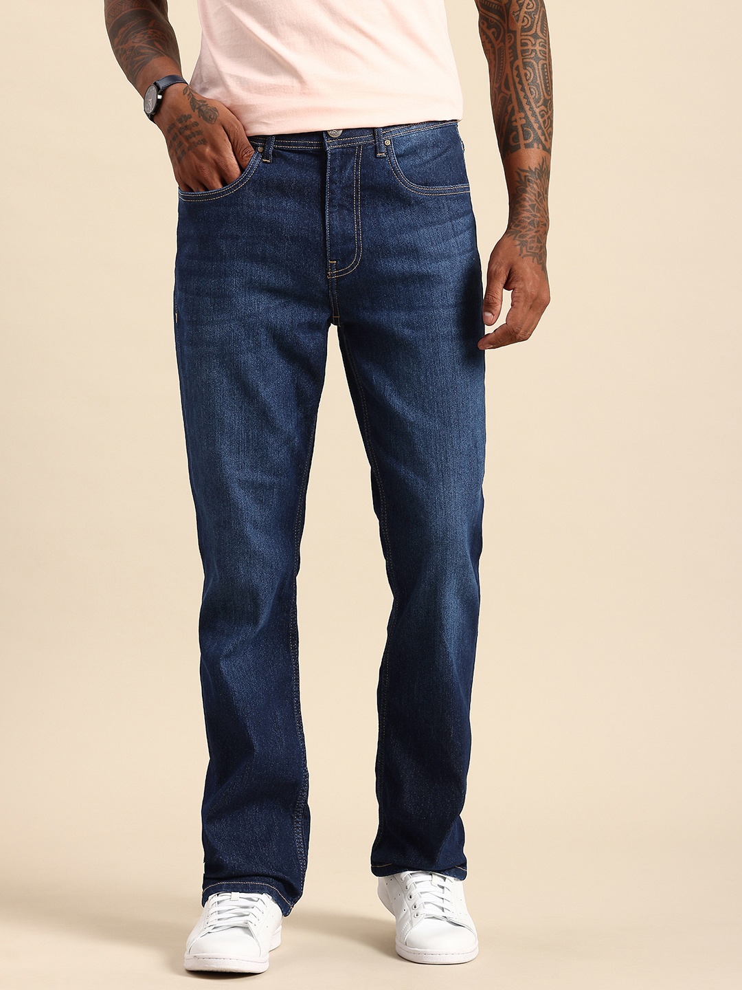 

Being Human Men Bootcut Light Fade Stretchable Jeans, Blue