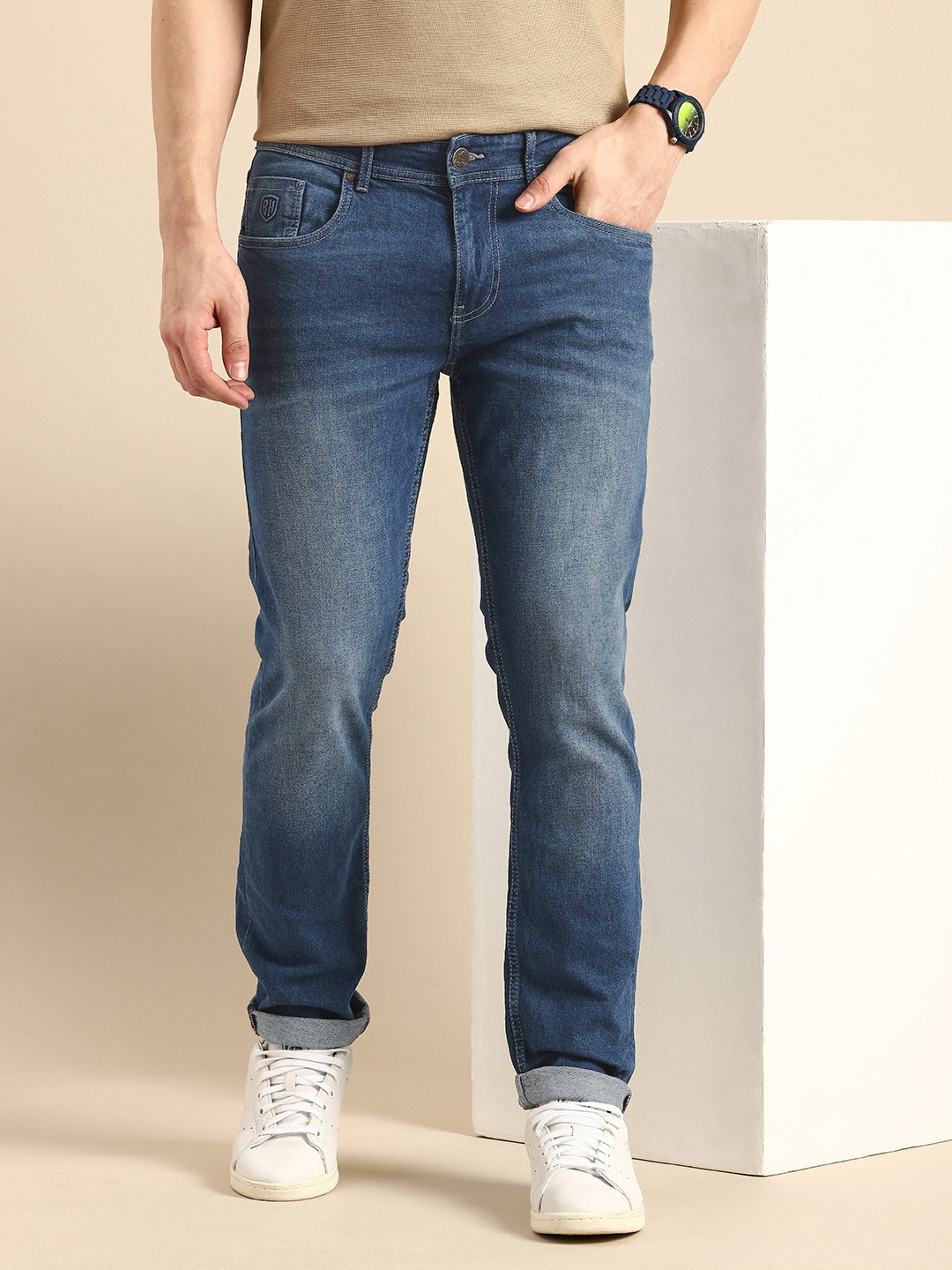 

Being Human Men Slim Fit Light Fade Stretchable Jeans, Blue