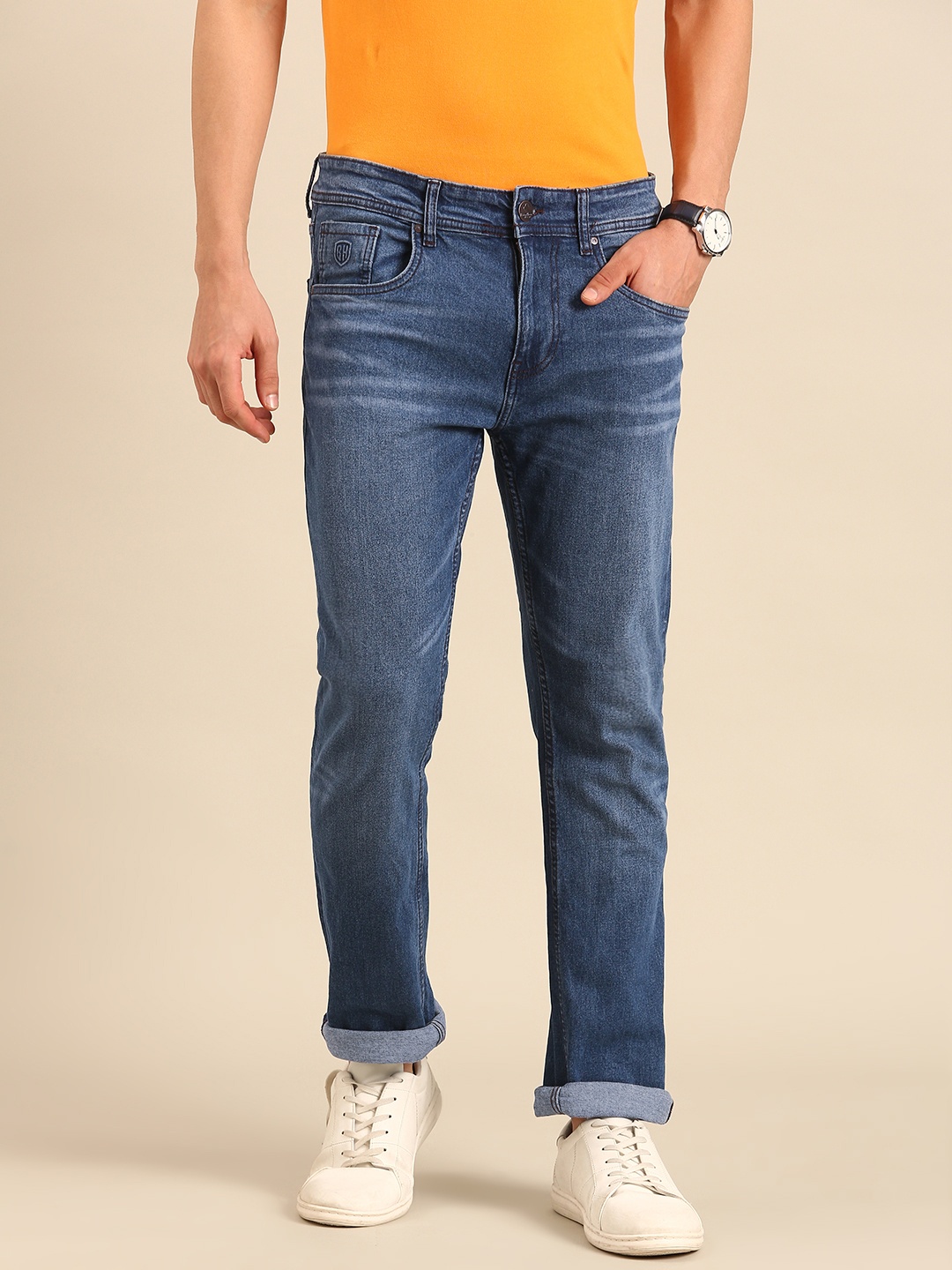 

Being Human Men Straight Fit Light Fade Stretchable Jeans, Blue