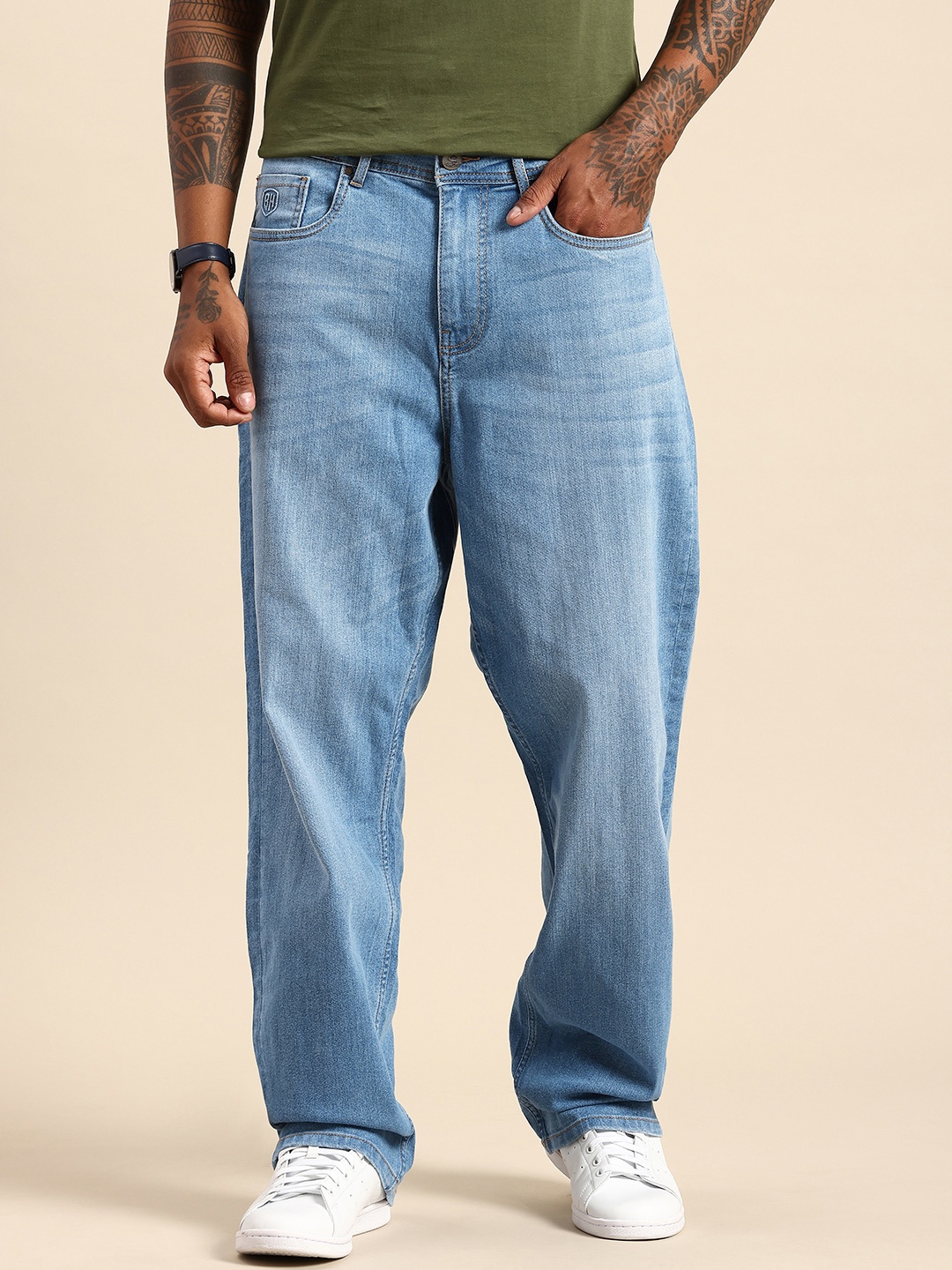 

Being Human Men Anti Fit Heavy Fade Stretchable Jeans, Blue