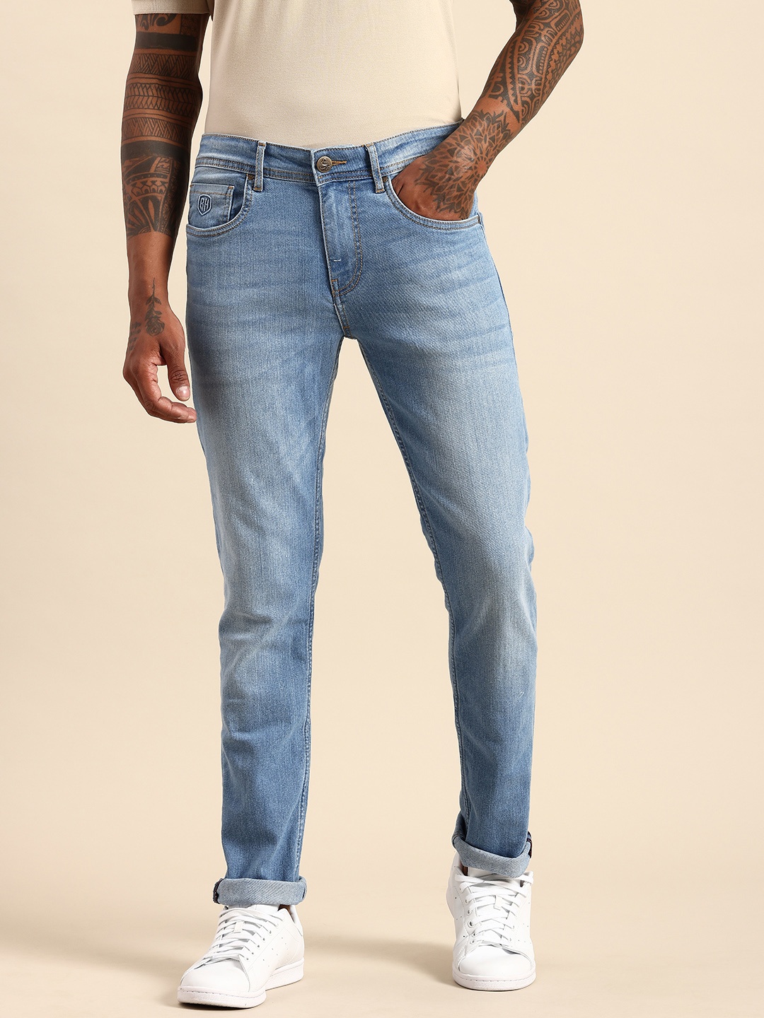 

Being Human Men Slim Fit Heavy Fade Stretchable Jeans, Blue