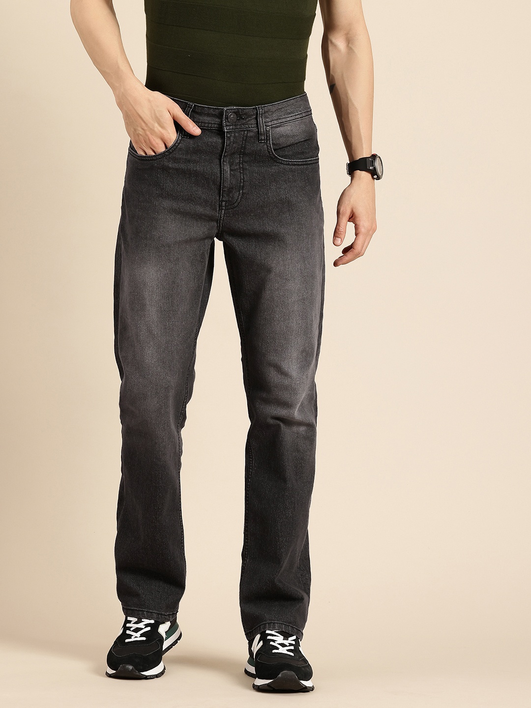 

Being Human Men Bootcut Light Fade Stretchable Jeans, Black