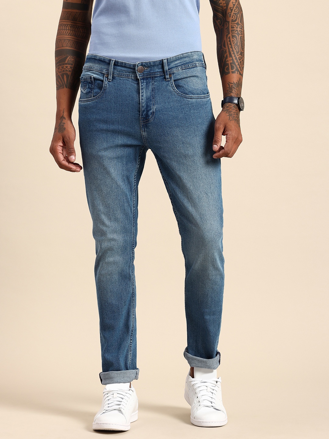 

Being Human Men Slim Fit Heavy Fade Stretchable Jeans, Blue