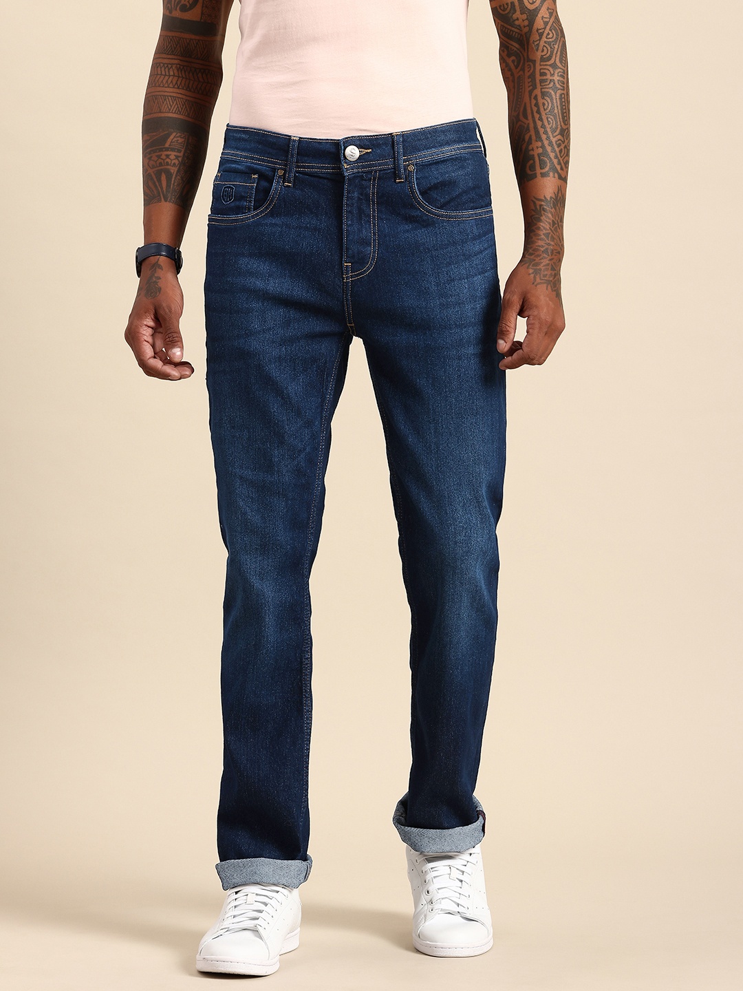 

Being Human Men Straight Fit Light Fade Stretchable Jeans, Black