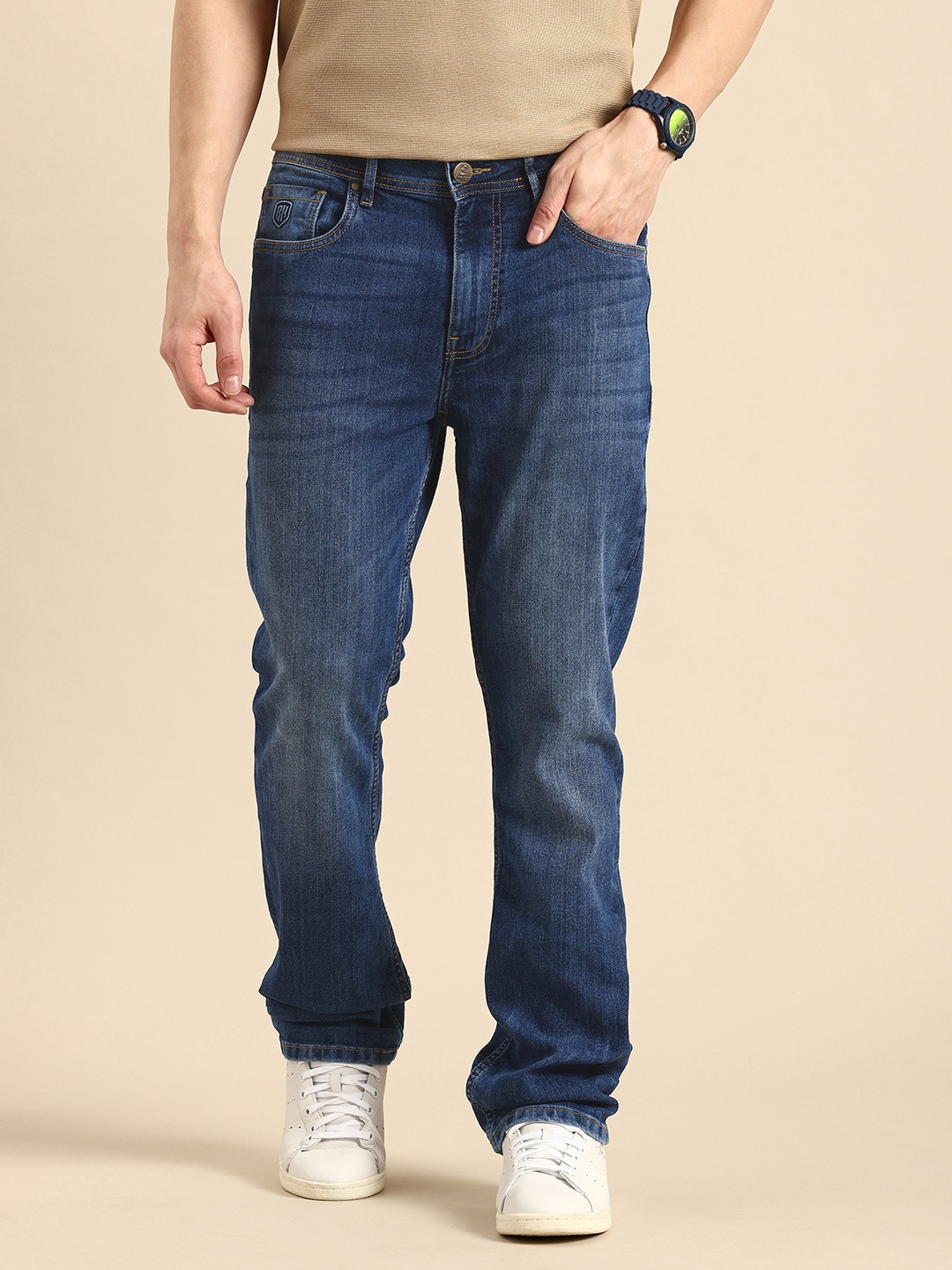 

Being Human Men Bootcut Light Fade Stretchable Jeans, Blue