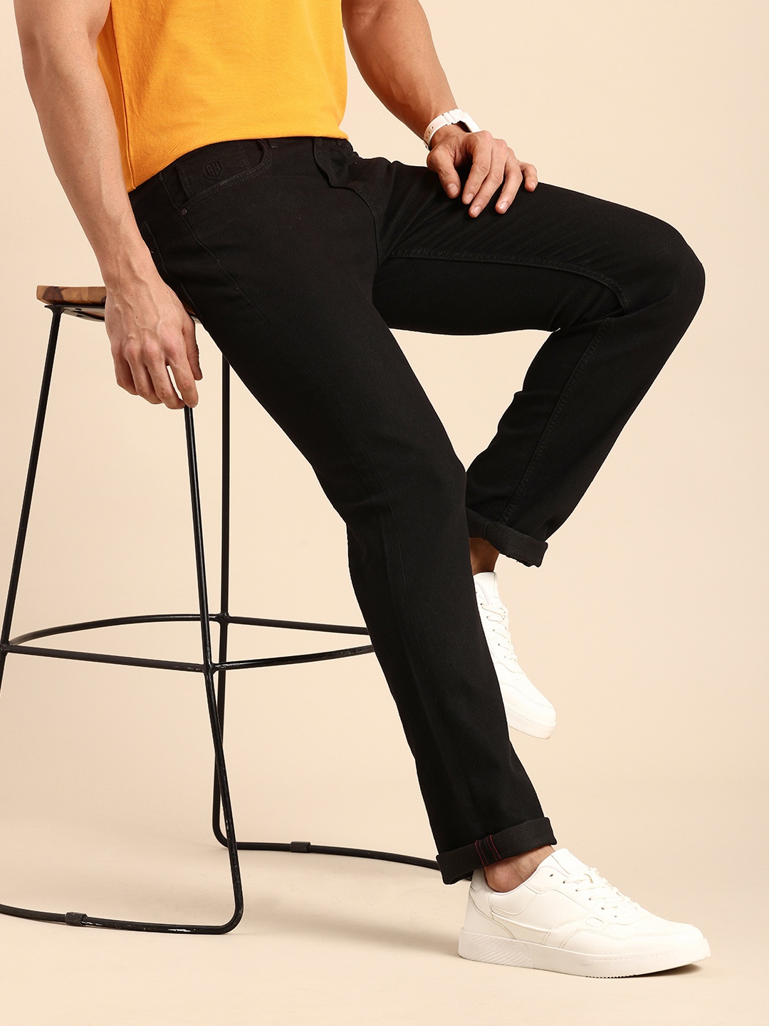 

Being Human Men Straight Fit Stretchable Jeans, Black