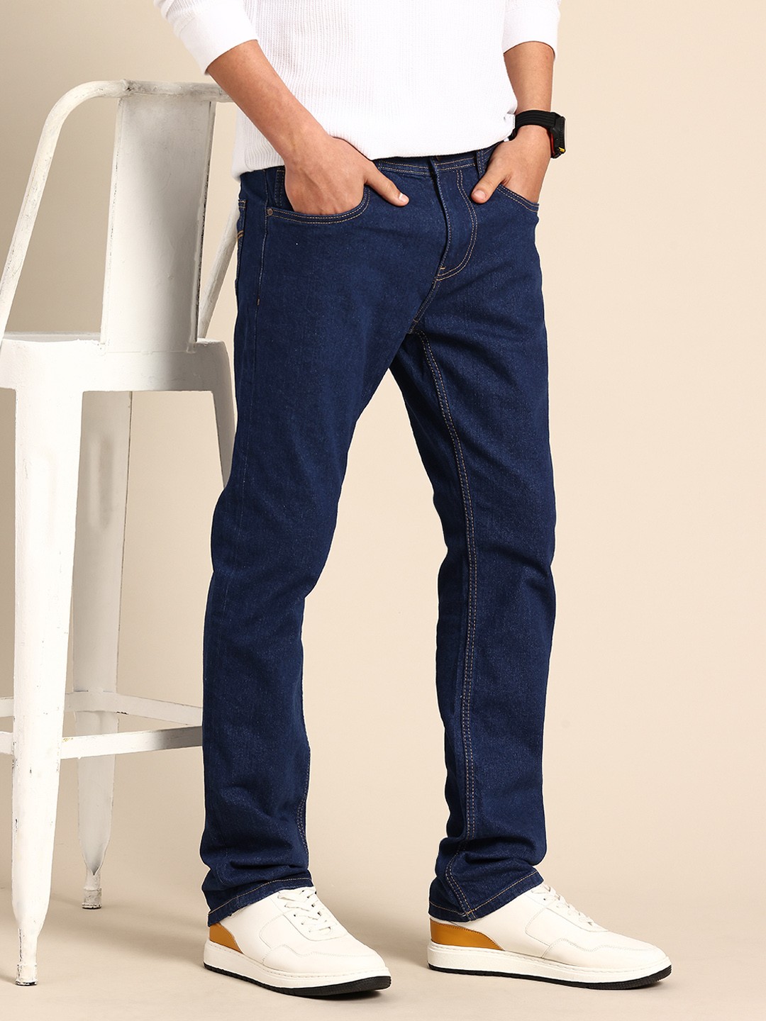

Being Human Men Straight Fit Stretchable Jeans, Blue