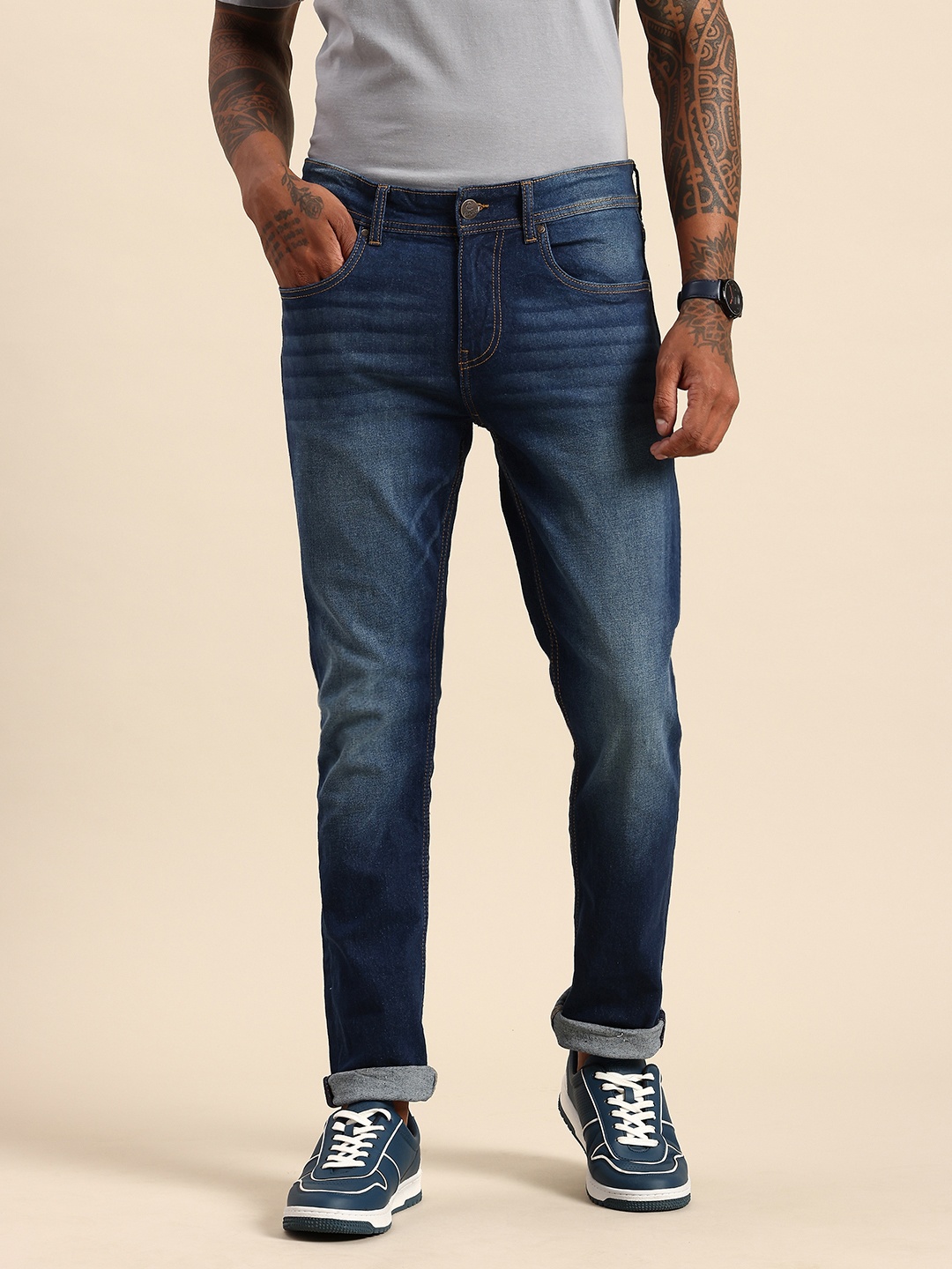 

Being Human Men Slim Fit Light Fade Stretchable Jeans, Blue