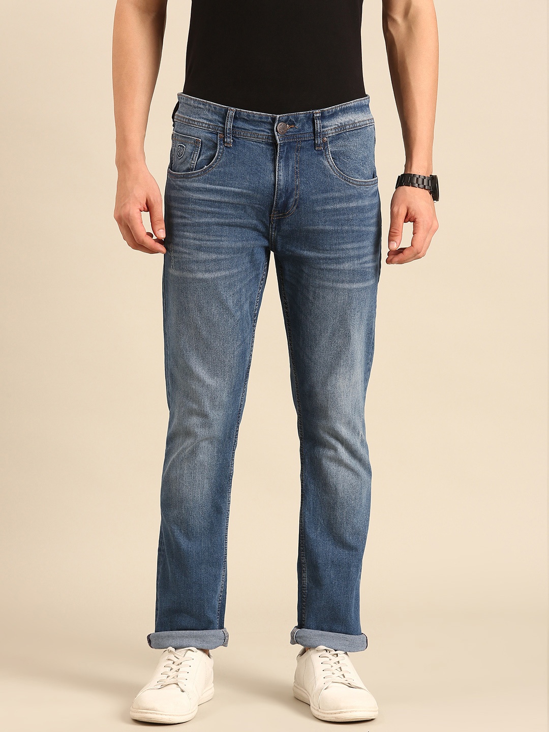 

Being Human Men Straight Fit Light Fade Stretchable Jeans, Blue