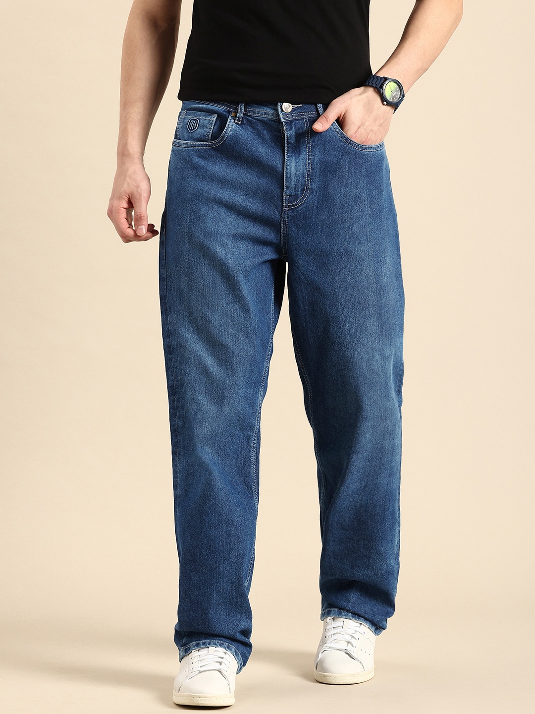 

Being Human Men Anti Light Fade Relaxed Stretchable Jeans, Blue