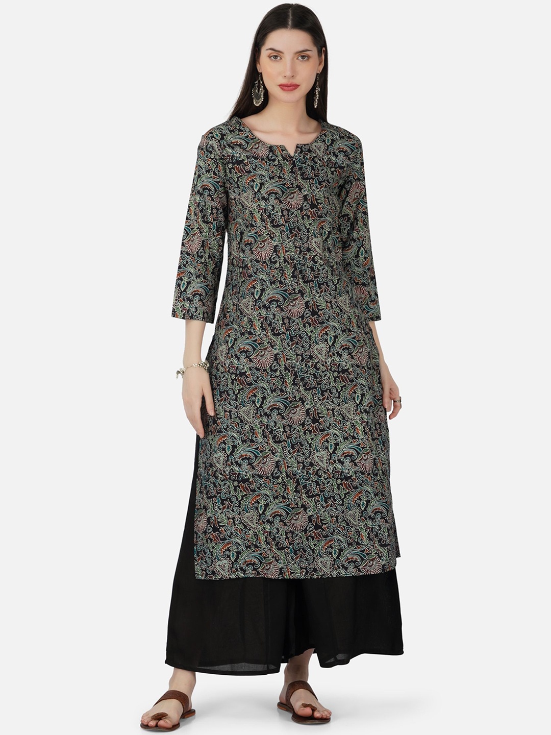 

NEW STYLISH Women Floral Printed Regular Kurta with Palazzos, Black