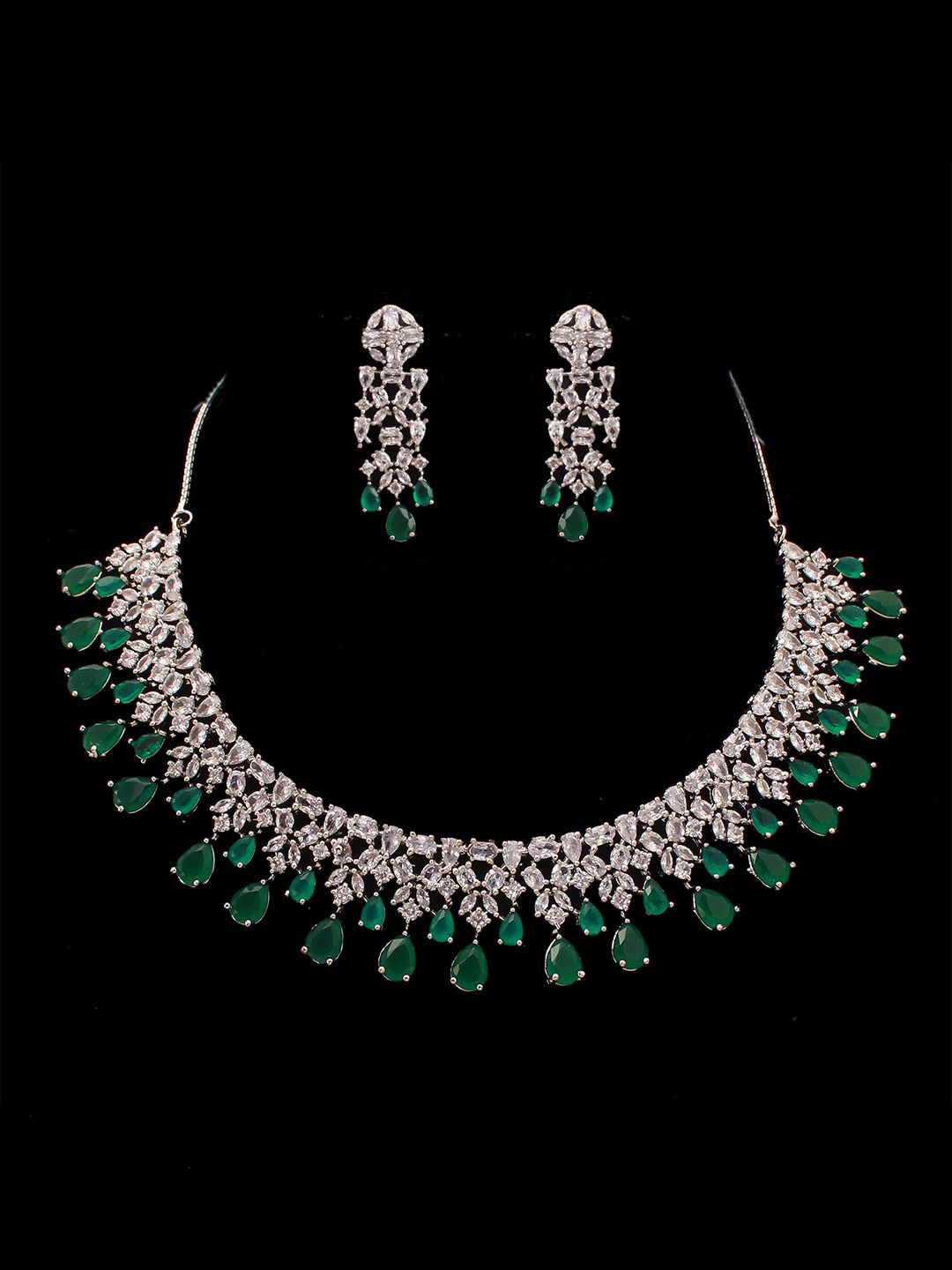 

Mirana Rhodium-Plated CZ-Studded Jewellery Set, Silver