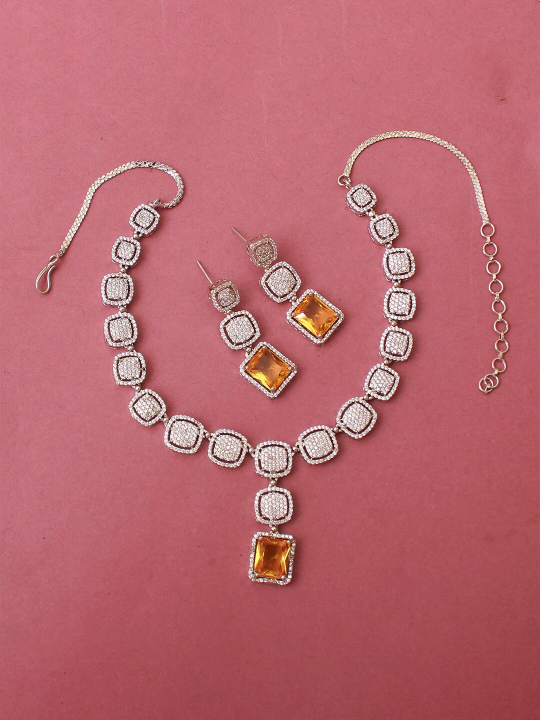 

Mirana Women Rhodium-Plated CZ-Studded Jewellery Set, Silver