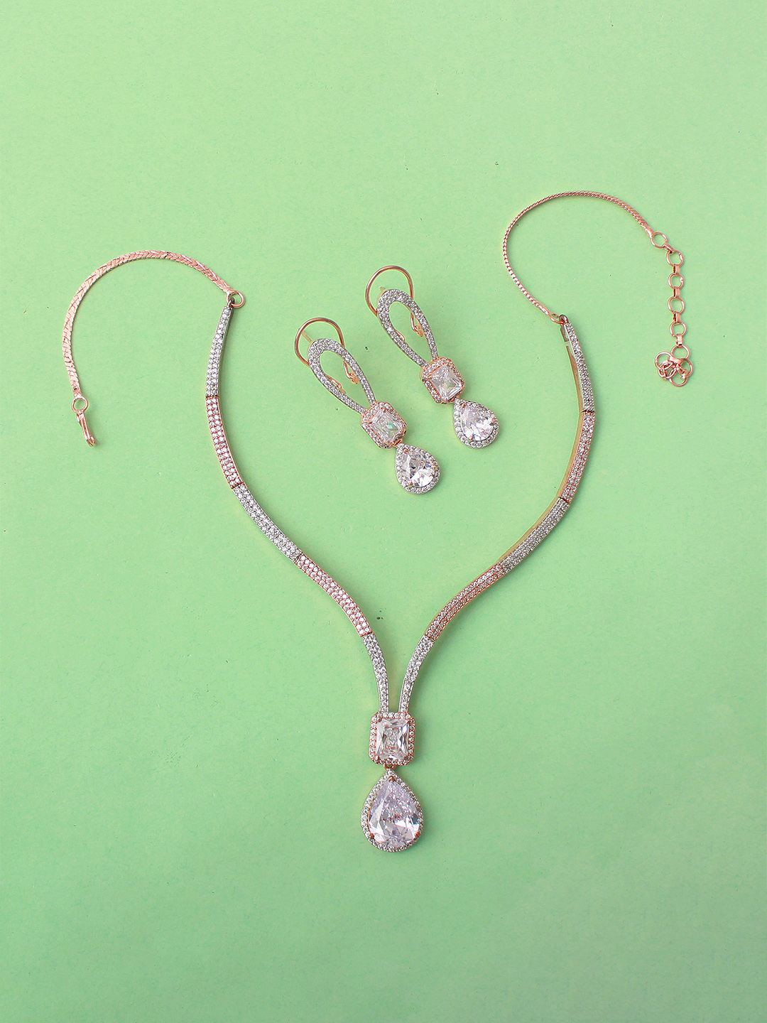 

Mirana Women Rose Gold-Plated CZ & AD-Studded Jewellery Set