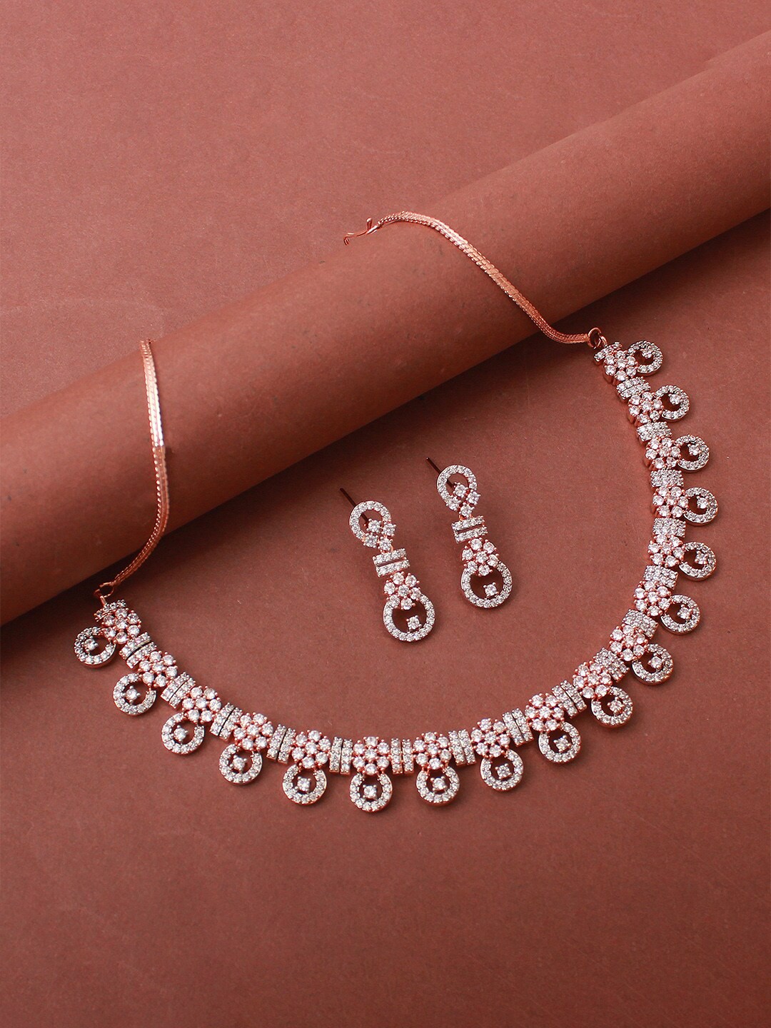 

Mirana Rose Gold-Plated CZ & AD-Studded Jewellery Set