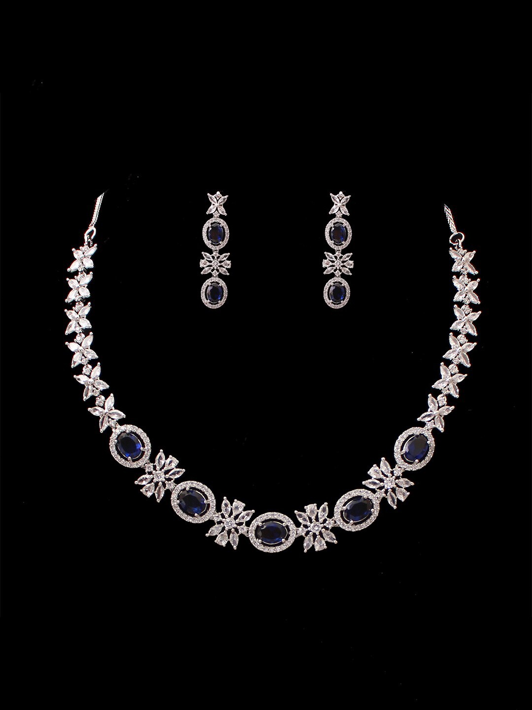 

Mirana Women Silver-Plated CZ-Stone-Studded Jewellery Set