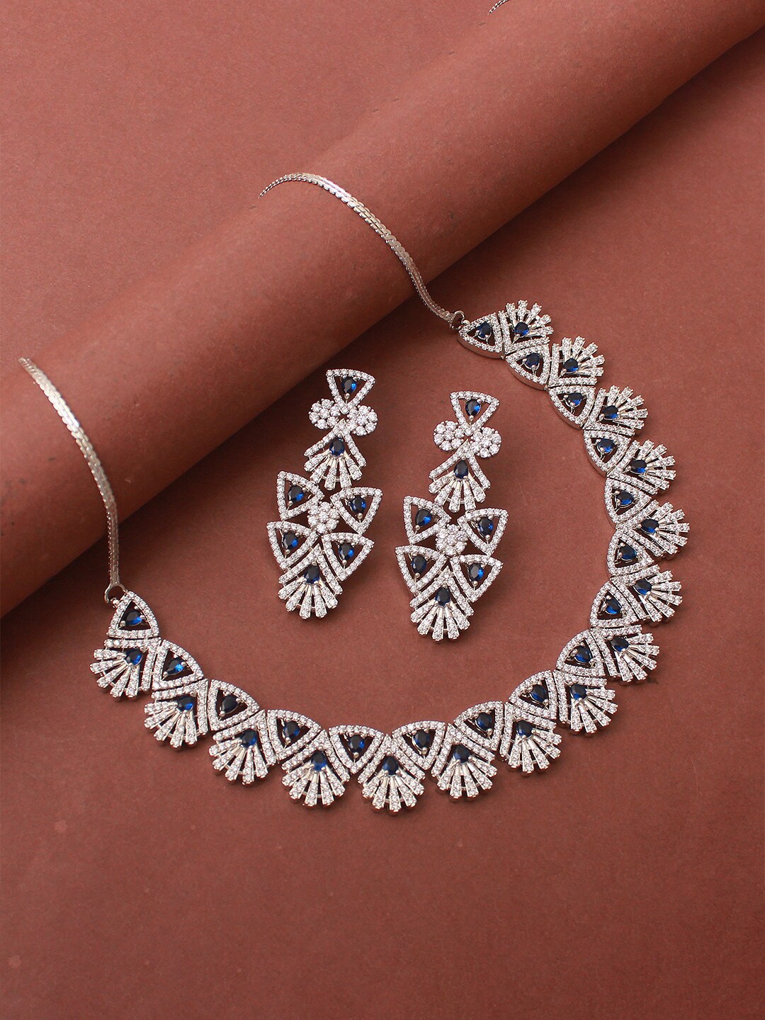 

Mirana Women Rhodium-Plated CZ & AD-Studded Jewellery Set, Silver