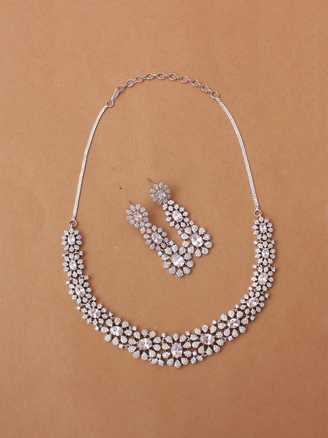 

Mirana Rhodium-Plated CZ-Studded Jewellery Set, Silver