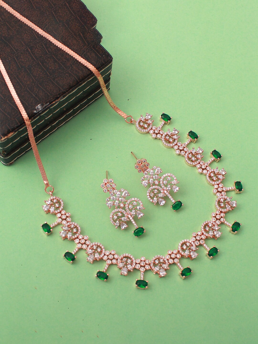 

Mirana Women Rose Gold-Plated CZ-Stone-Studded Jewellery Set