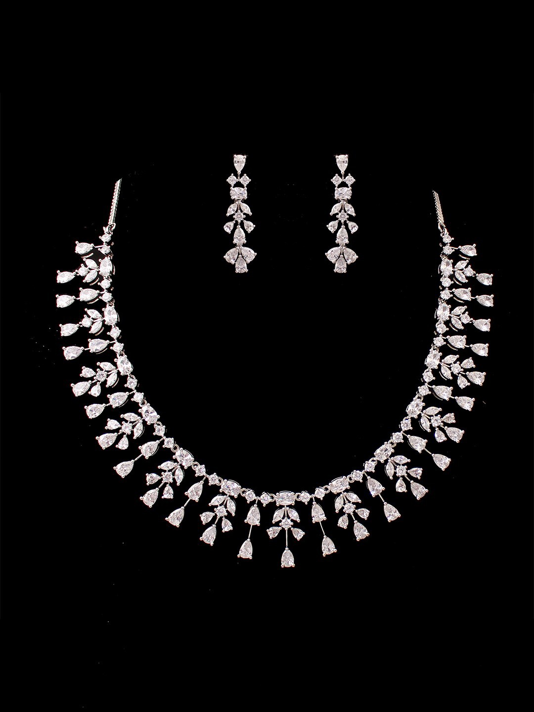 

Mirana Rhodium-Plated CZ-Studded Jewellery Set, Silver