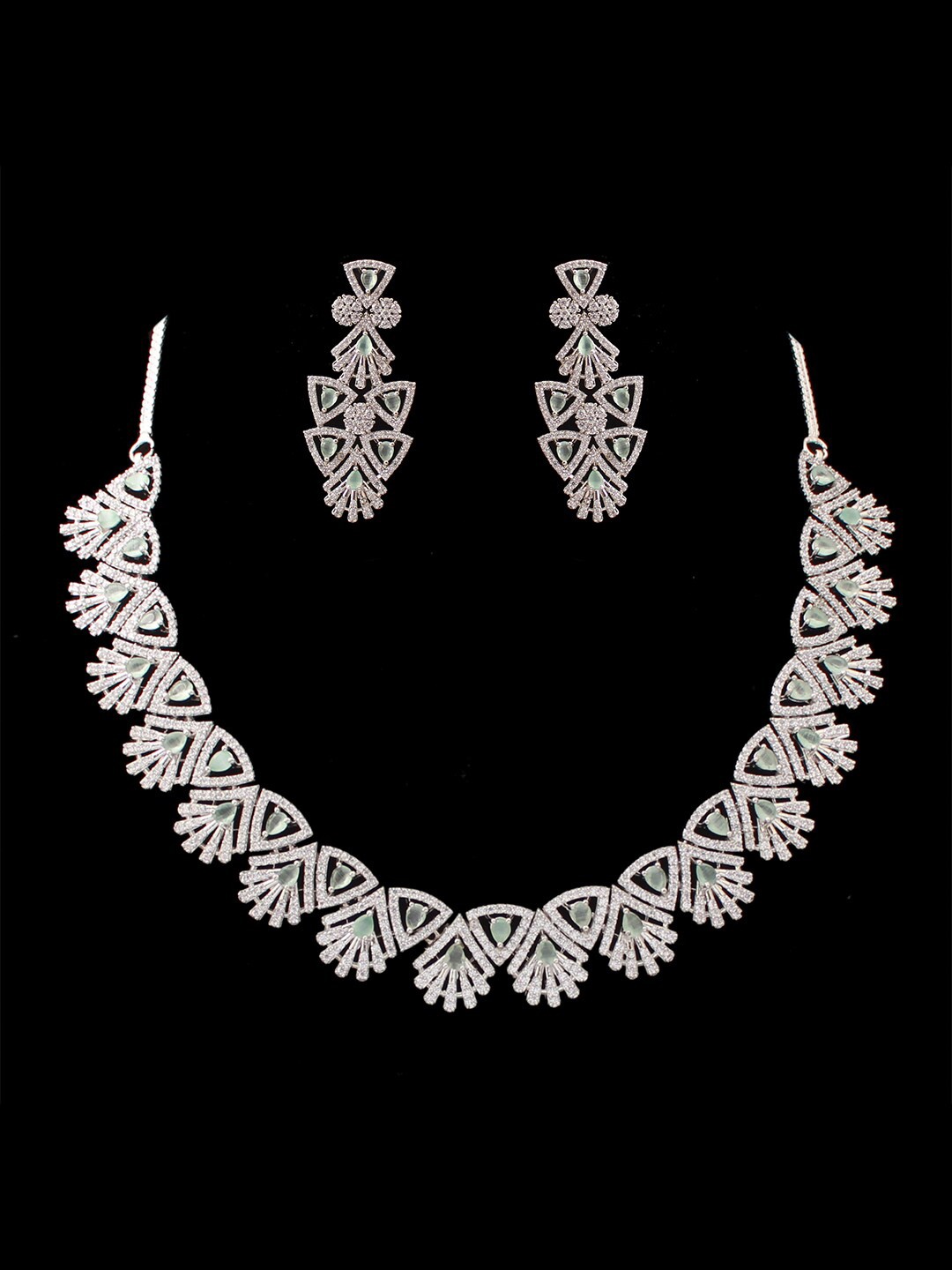 

Mirana Silver Plated CZ-Stone-Studded Jewellery Set
